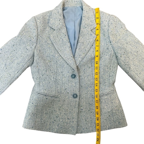Talbots Wool Herringbone Blue Speckled Tweed Blazer size SM *See Measurements* - Picture 10 of 11